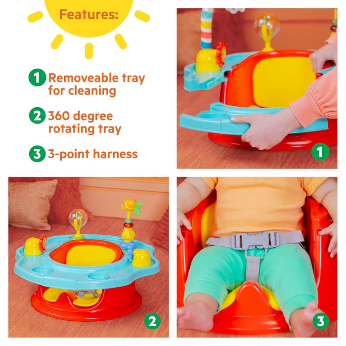 Bright Starts 3-in-1 SuperSeat Playful Paradise, Baby Activity Seat with Toys