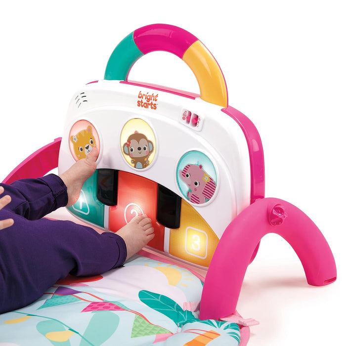 Bright Starts 4-in-1 Groovin’ Kicks Piano Gym, Tummy Time Play Mat & Baby Toys, Floral Fiesta