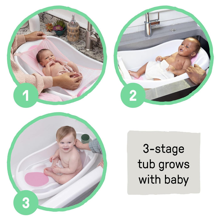 Ingenuity Comfy Clean 3-in-1 Newborn to Toddler Baby Bathtub, with Removable Sling, Pink