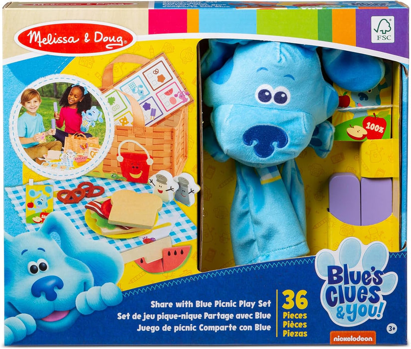 Melissa & Doug Blue’s Clues & You! Share with Blue Picnic Play Set with Hand Puppet