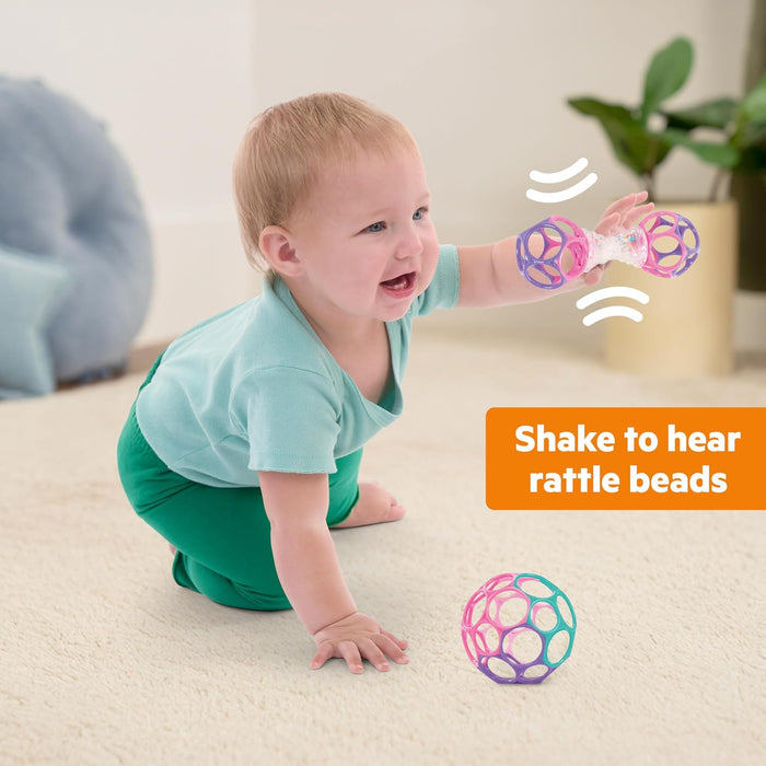 Bright Starts Delightful Duo 2-Pack Gift Set with Easy-Grasp Oball Rattles, Pink