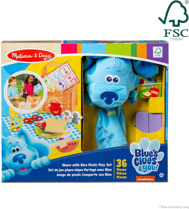 Melissa & Doug Blue’s Clues & You! Share with Blue Picnic Play Set with Hand Puppet