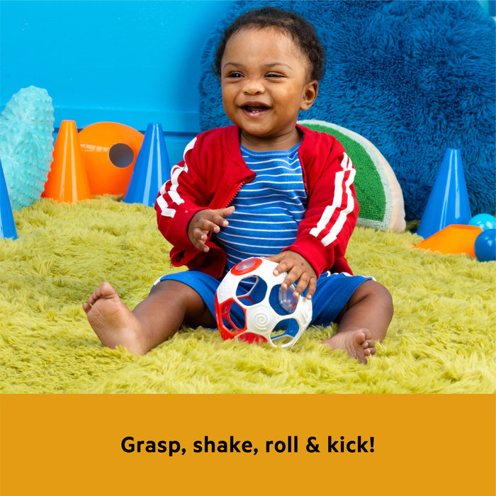 Bright Starts Grippin' Goals Rattle Ball - Red, White & Blue