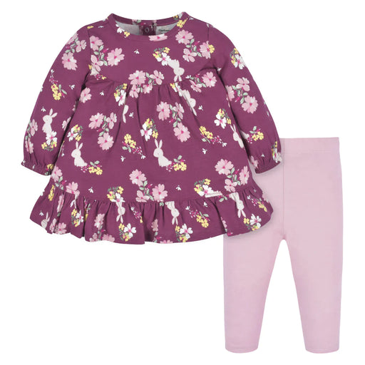 Gerber 2-Piece Baby & Toddler Girls Apple Bouquets Long Sleeve Dress & Leggings Set -24 Months (33030206Y G04 24M) - Preggy Plus