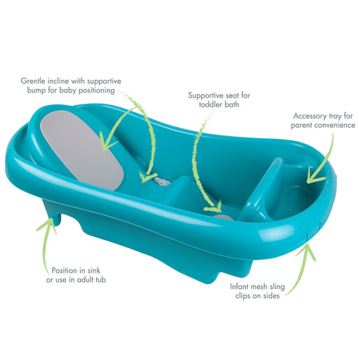 The First Years Sure Comfort Deluxe Newborn To Toddler Tub - Aqua (Y3155CA11) - Preggy Plus