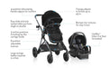Evenflo Pivot Xpand Travel System with LiteMax Infant Car Seat - Ayrshire Black - Preggy Plus
