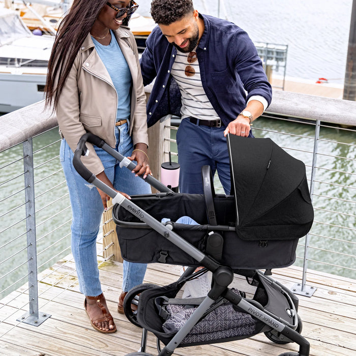 Evenflo Pivot Xpand Travel System with LiteMax Infant Car Seat - Ayrshire Black - Preggy Plus