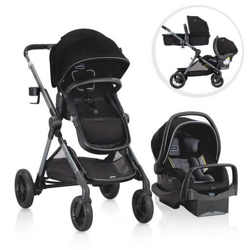 Evenflo Pivot Xpand Travel System with LiteMax Infant Car Seat - Ayrshire Black - Preggy Plus