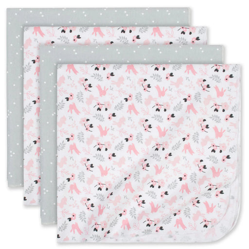 Gerber Baby Girl 4PK Flannel Blanket, Bunnies (1205241DA G01 OSZ) - Preggy Plus