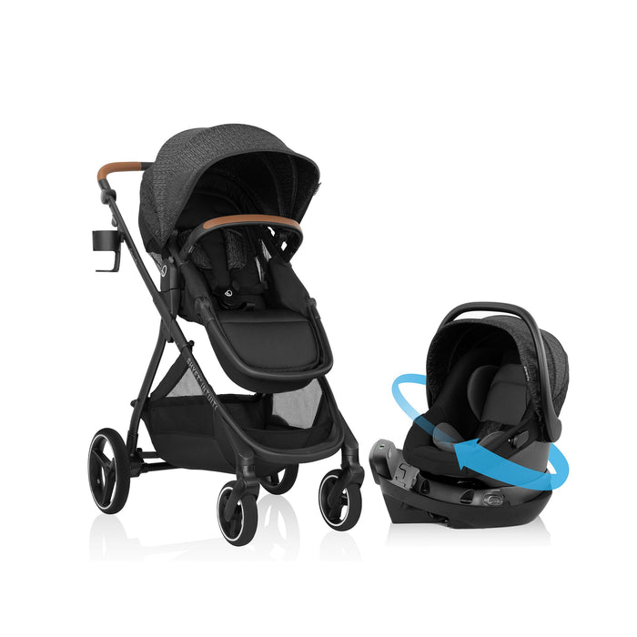 Evenflo Shyft Intuiti Travel System With Revolve180 LiteMax NXT Rotating Infant Car Seat (Black Shale)