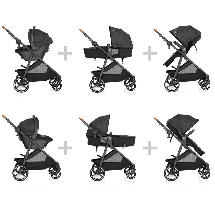 Evenflo Shyft Intuiti Travel System With Revolve180 LiteMax NXT Rotating Infant Car Seat (Black Shale)