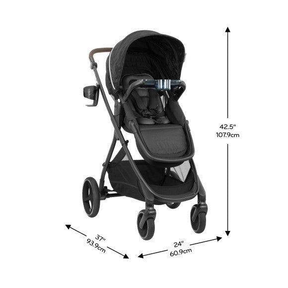 Evenflo Shyft Intuiti Travel System With Revolve180 LiteMax NXT Rotating Infant Car Seat (Black Shale)