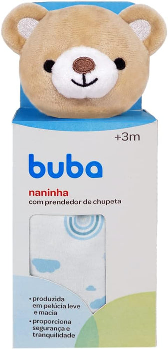 Buba Teddy Bear Blanket with Pacifier Clip - Blue - Preggy Plus