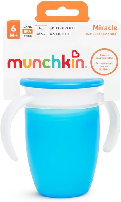 Munchkin Miracle® 360° 7oz Trainer Cup w/ Lid - Blue - Preggy Plus