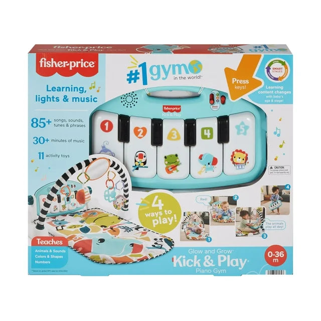Fisher-Price Glow and Grow Kick & Play Piano Gym (Updated Version) - Blue - Preggy Plus