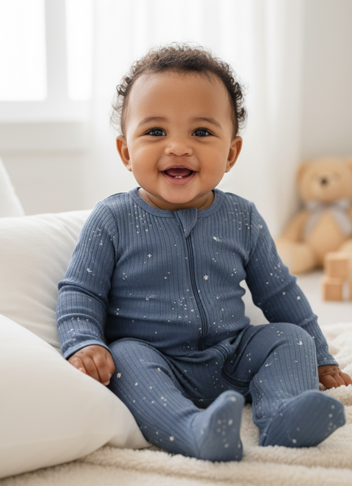 Gerber 2-Pack Boys Blue Stars Sleep n Play Pajamas, 6-9 Months (645665 B02 NB2 6-9M)