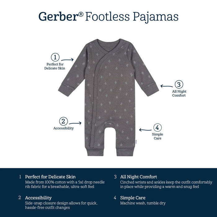 Gerber Baby Boys Cactus Footless Pajamas, Newborn (645315 B01 NB2) - Preggy Plus