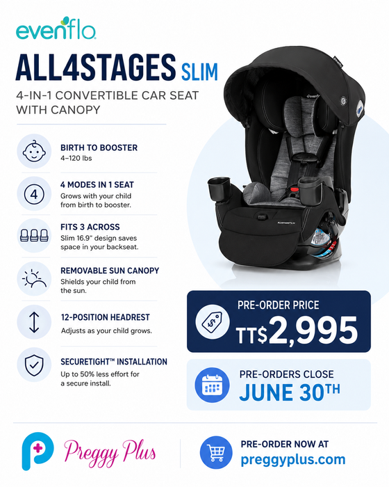 Evenflo All4Stages Slim 4-in-1 Convertible Car Seat with Canopy (Howell Black)