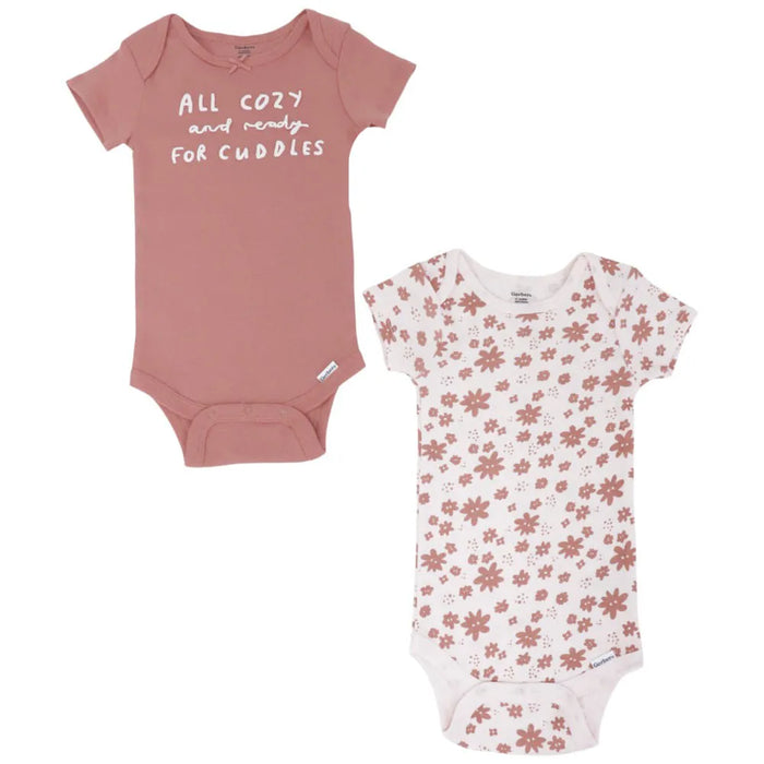 Gerber 2-Pack Baby Girls Cozy Cuddles Sleeve Onesies® Bodysuits, 3-6 Months (625296 G01 NB5 3-6M)