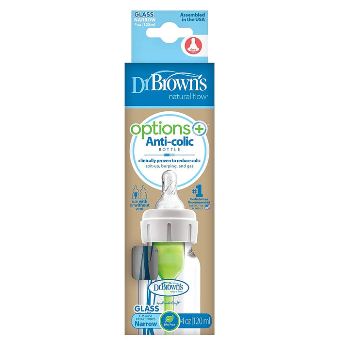 Dr. Brown's Natural Flow GLASS Narrow Options+ Anti-Colic Bottle, 4oz, 1 Count