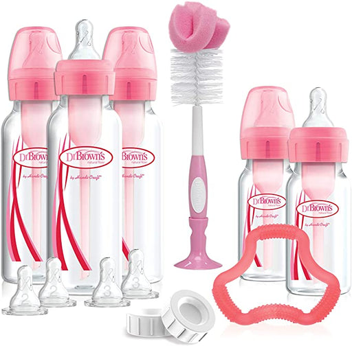 Dr Brown's Natural Flow Options+ Pink Bottle Gift Set (Narrow) - Preggy Plus