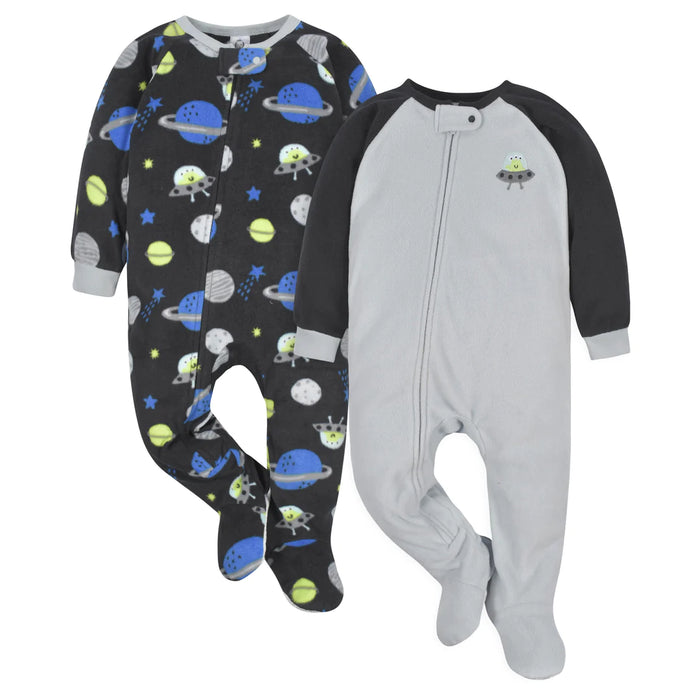 Gerber 2-Pack Baby & Toddler Boys Deep Space Fleece Pajamas, 12 Months (552262Y B04 12M) - Preggy Plus