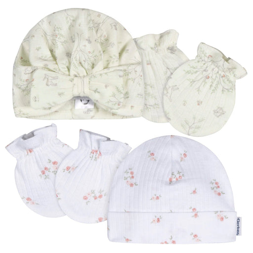 Gerber 4-Piece Baby Girls Deer Cap and Mitten Set, 0-6 Months (646023 G02 0-6M) - Preggy Plus