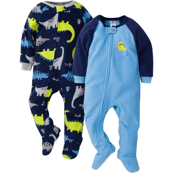 Gerber 2-Pack Baby & Toddler Boys Dinos Fleece Pajamas, 24 Months (535262Y B01 24M) - Preggy Plus
