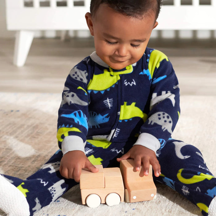 Gerber 2-Pack Baby & Toddler Boys Dinos Fleece Pajamas, 12 Months (535262Y B01 12M) - Preggy Plus