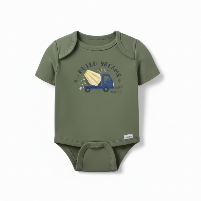 Gerber 2-Pack Baby Boys Build Your Dreams Short Sleeve Onesies® Bodysuits, 12 Months (625296 B02 NB5 12M) - Preggy Plus