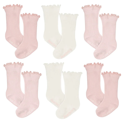 Gerber 6-Pack Baby Girls Dusty Pink Socks, 6 - 12 Months (1375461DA G01 6/12) - Preggy Plus