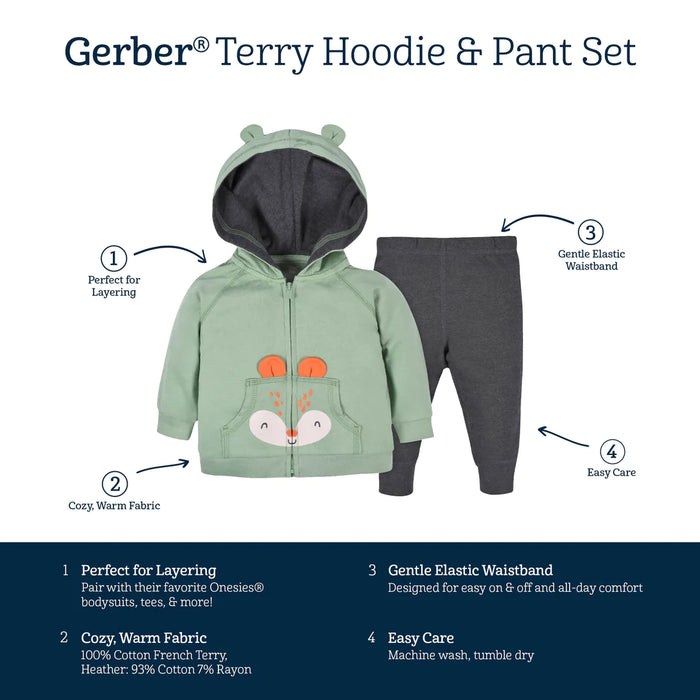 Gerber 2-Piece Baby & Toddler Boys Explore Terry Zip Hoodie & Joggers Set, 12 Months  (33052206Y B04 12M) - Preggy Plus