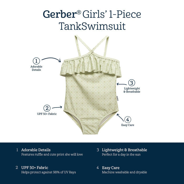 Gerber Toddler Girls Eyelet Floral Print One-Piece Swimsuit, 2 Year Old (435676 G01 TD1 02T)