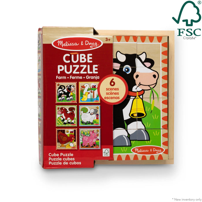 Melissa & Doug Wooden Farm Cube Puzzle - 16 Pieces - Preggy Plus