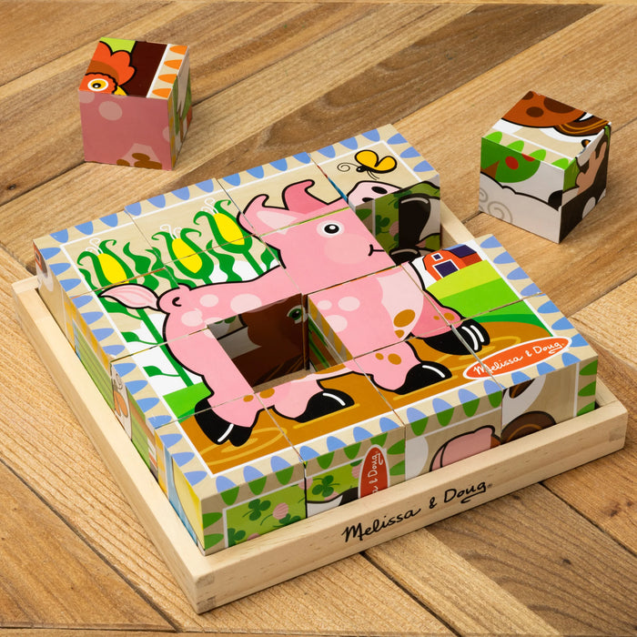 Melissa & Doug Wooden Farm Cube Puzzle - 16 Pieces - Preggy Plus