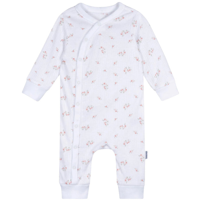 Gerber Baby Girls Floral Footless Pajamas, Newborn (645315 G02 NB2) - Preggy Plus