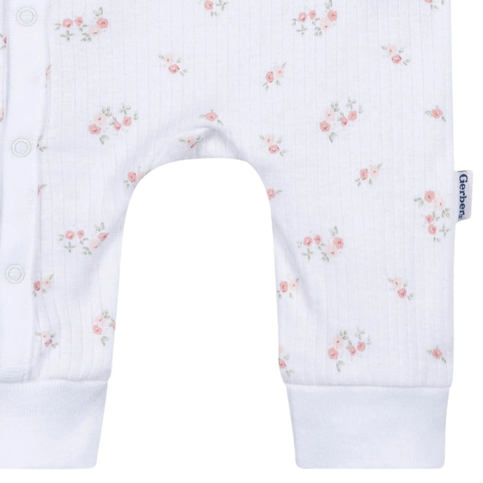 Gerber Baby Girls Floral Footless Pajamas, Newborn (645315 G02 NB2) - Preggy Plus