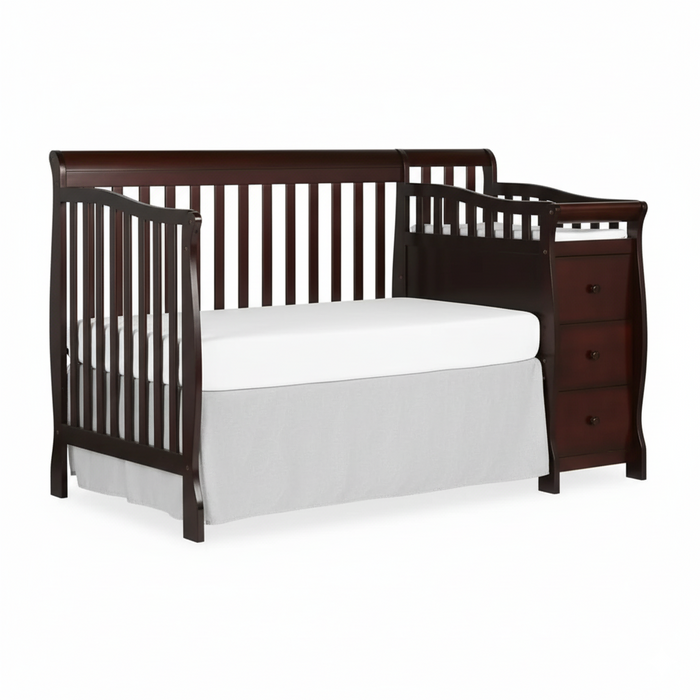 Premium Baby Wooden Crib with Changing Table and Organizer - Chocolate