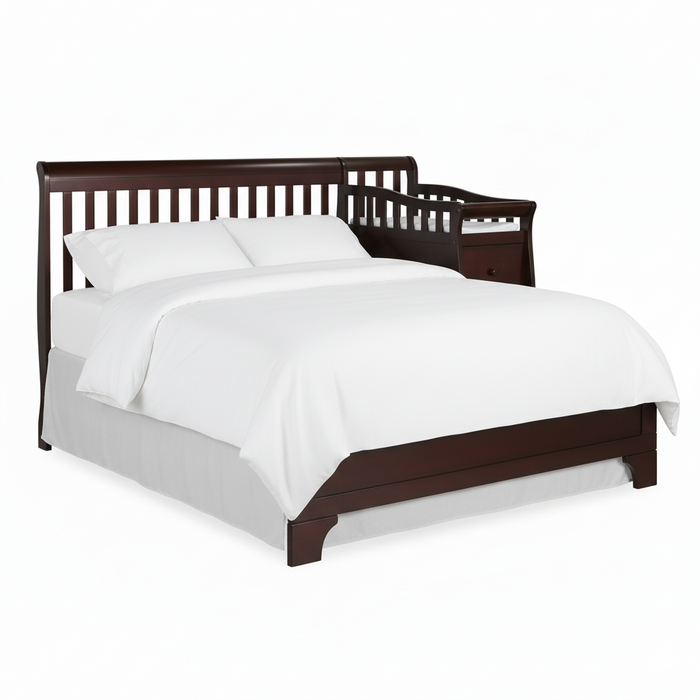 Premium Baby Wooden Crib with Changing Table and Organizer - Chocolate