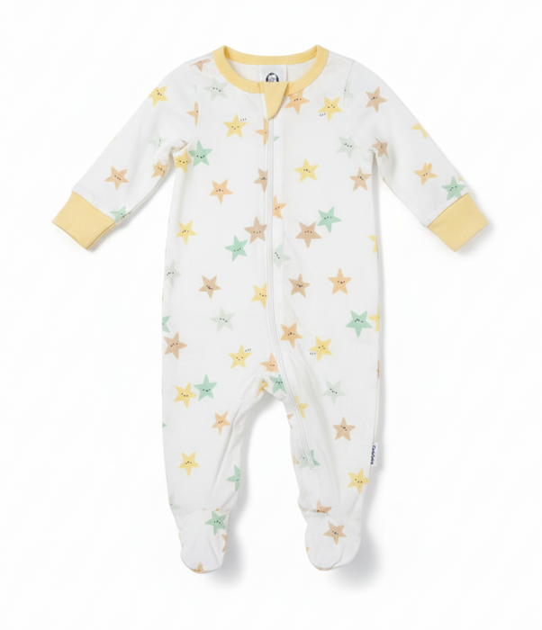 Gerber 2-Pack Girls Stars and Lines Sleep n Play Pajamas, 0-3 Months (582936 N01 NB2 0/3)
