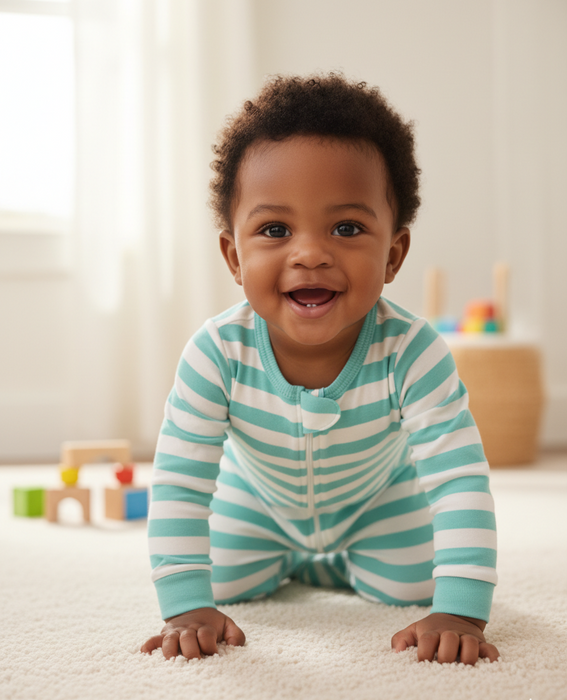 Gerber Baby Boys Teal Striped Sleep 'N Play, 12 Months (655576 B01 NB5 12M) - Preggy Plus