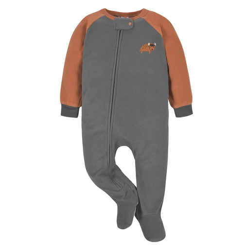 Gerber 2-Pack Baby & Toddler Boys Gray Buffalo Fleece Pajamas, 12 Months (552262Y B01 12M) - Preggy Plus