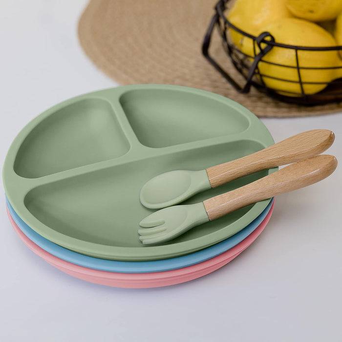 Buba Silicone and Bamboo Cutlery Set - Green - Preggy Plus