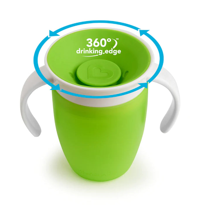 Munchkin Miracle® 360° 7oz Trainer Cup w/ Lid - Green - Preggy Plus
