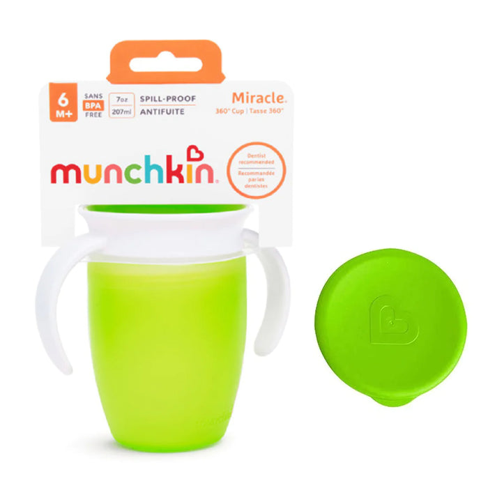 Munchkin Miracle® 360° 7oz Trainer Cup w/ Lid - Green - Preggy Plus