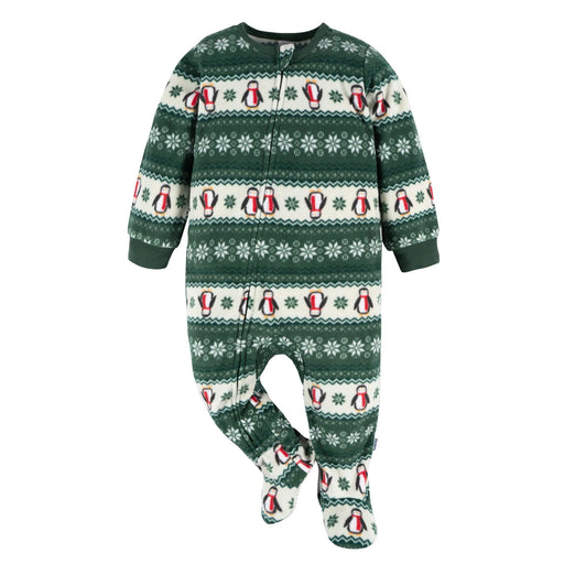 Gerber Baby & Toddler Neutral Green Fair Isle Footed Fleece Pajamas, 6-9 Months (581245 N09 NB4 6-9M) - Preggy Plus