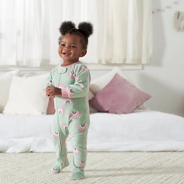 Gerber 2-Pack Baby & Toddler Girls Green Rainbow Fleece Pajamas, 24 Months - Preggy Plus
