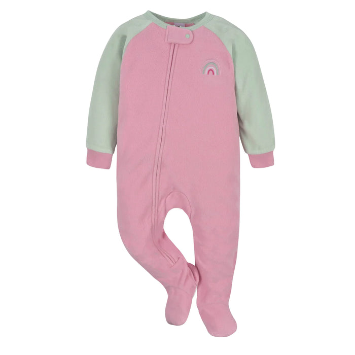 Gerber 2-Pack Baby & Toddler Girls Green Rainbow Fleece Pajamas, 6 - 9 Months - Preggy Plus