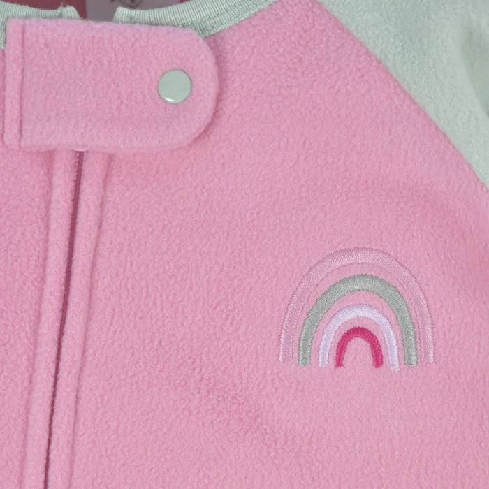 Gerber 2-Pack Baby & Toddler Girls Green Rainbow Fleece Pajamas, 0 - 3 Months - Preggy Plus