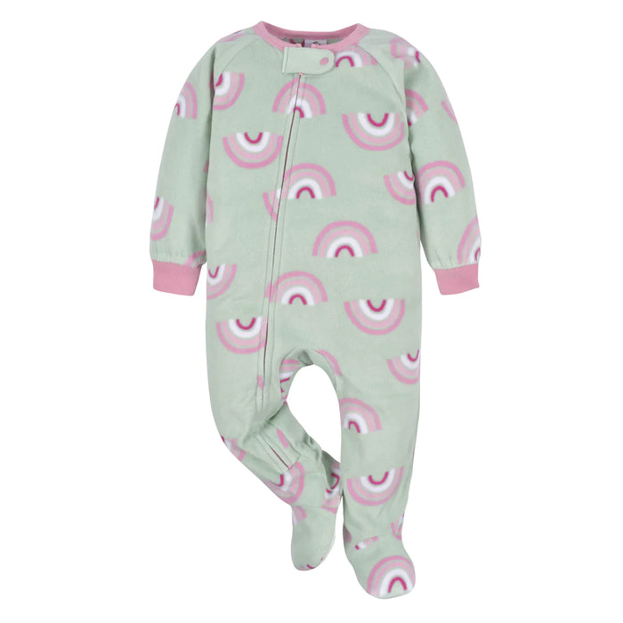 Gerber 2-Pack Baby & Toddler Girls Green Rainbow Fleece Pajamas, 12 Months - Preggy Plus